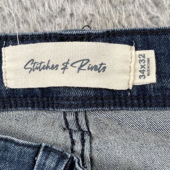 Stitches & Rivets Jeans Mens 34x29* Medium Wash Straight Leg Denim - Picture 3 of 8